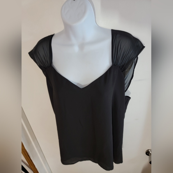 Calvin Klein Black Sheer Sleeve Blouse - Picture 2 of 4